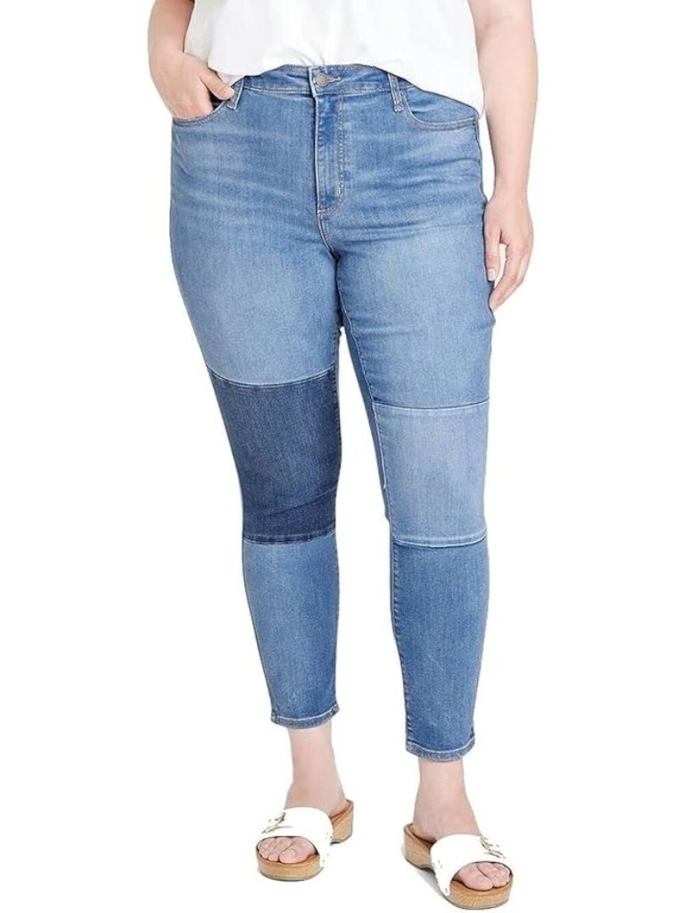 Universal Thread Skinny Jeans Patchwork Design Women Size 8/29R Blue High Rise